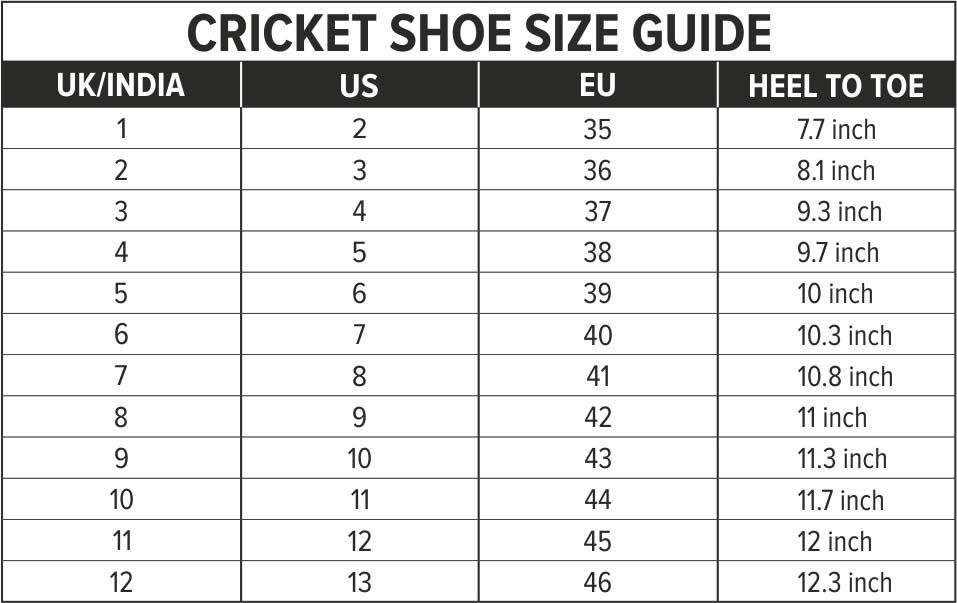DSC Shoes Size Chart DSC Shoes Size Chart